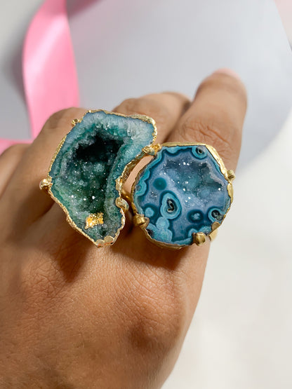 Agate Crystal Ring Duo