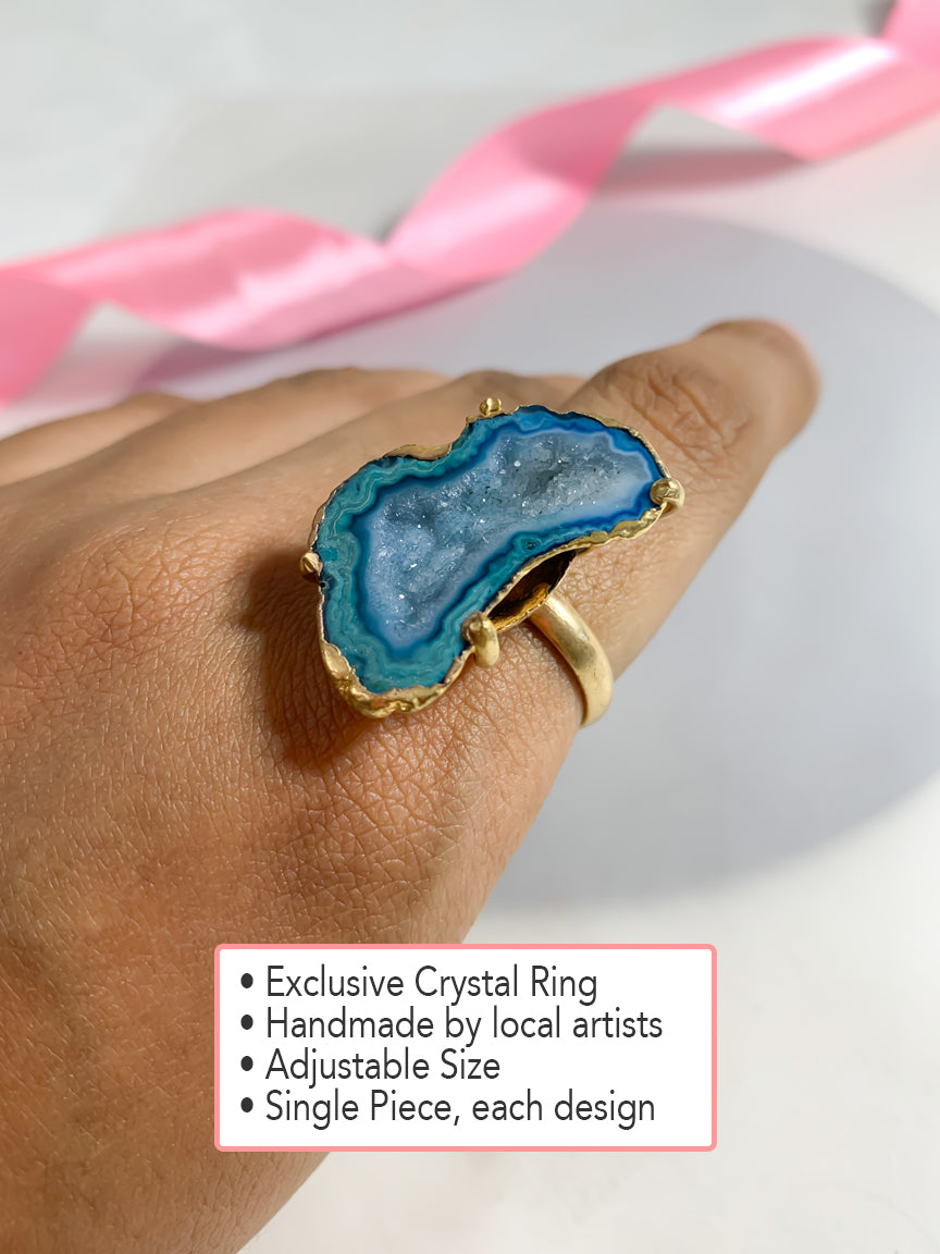 Agate Crystal Ring