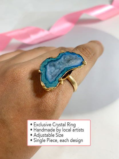 Agate Crystal Ring