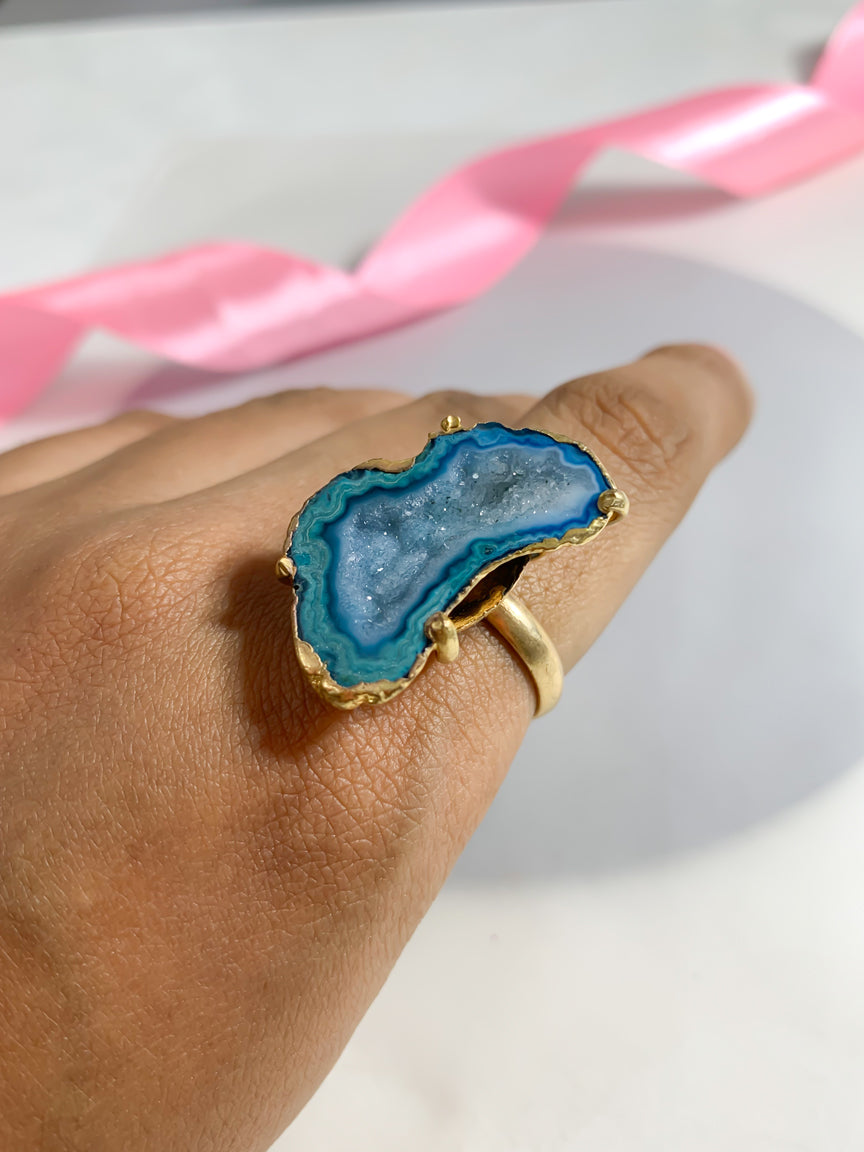 Agate Crystal Ring