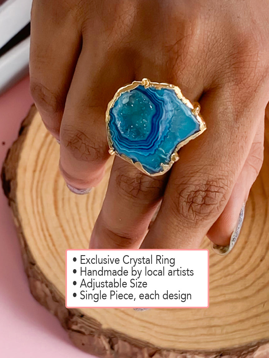 Agate Crystal Ring