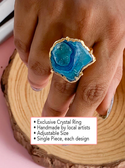 Agate Crystal Ring