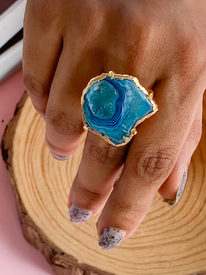 Agate Crystal Ring