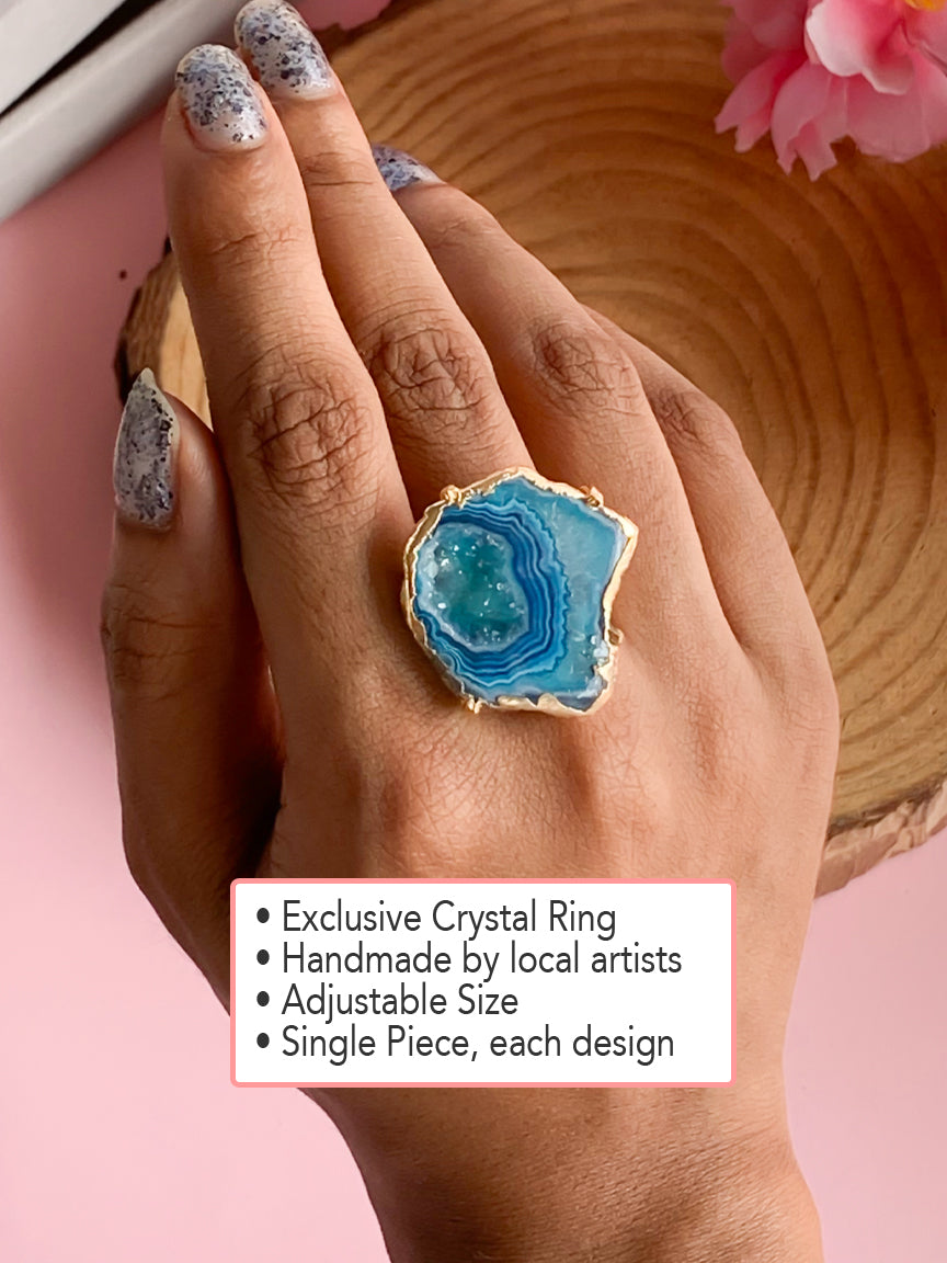 Agate Crystal Ring