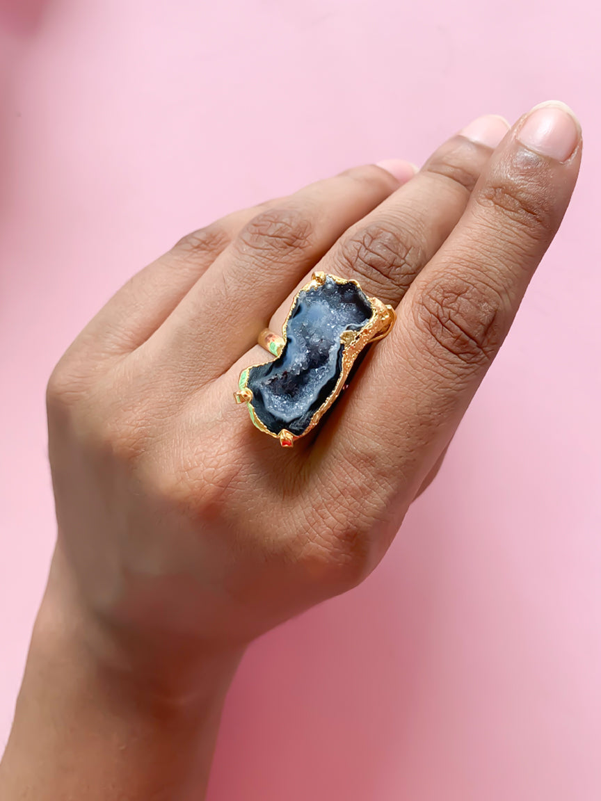 Agate Crystal Ring