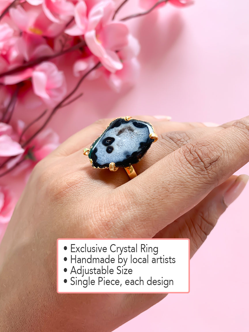 Agate Crystal Ring