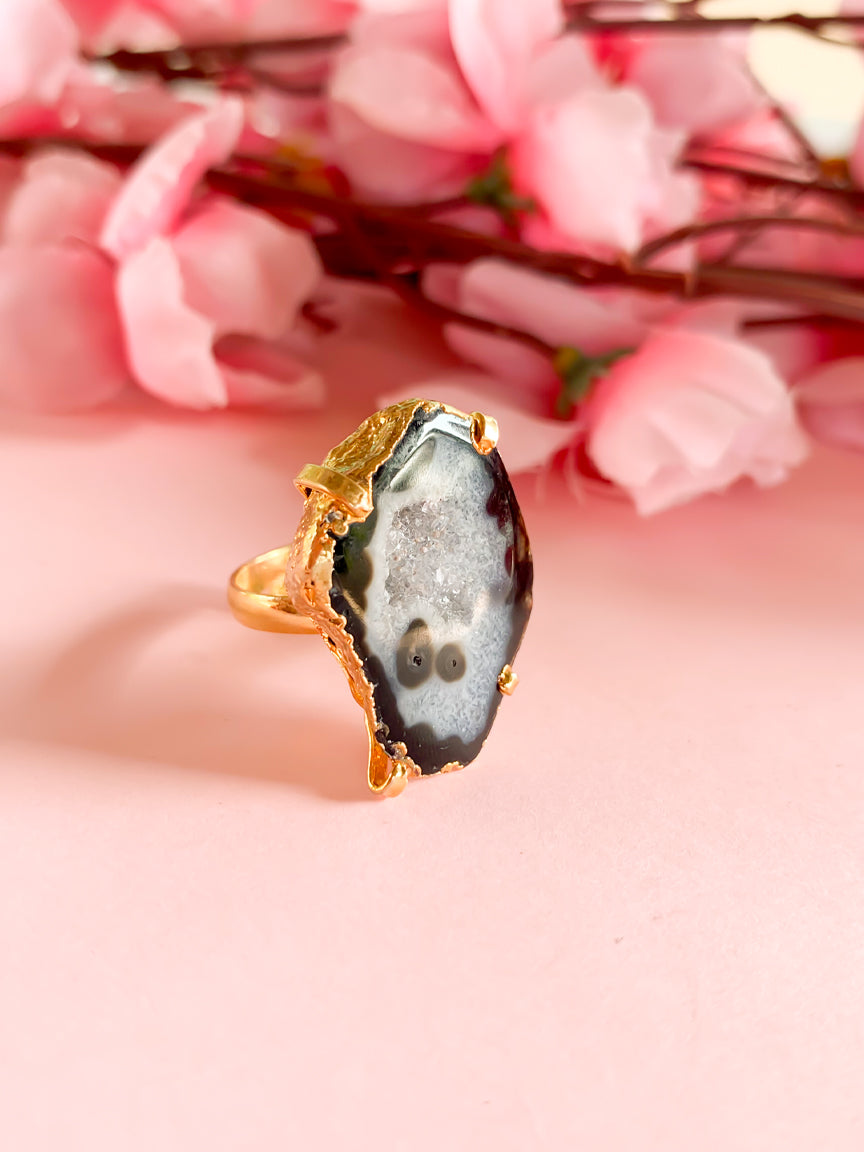 Agate Crystal Ring