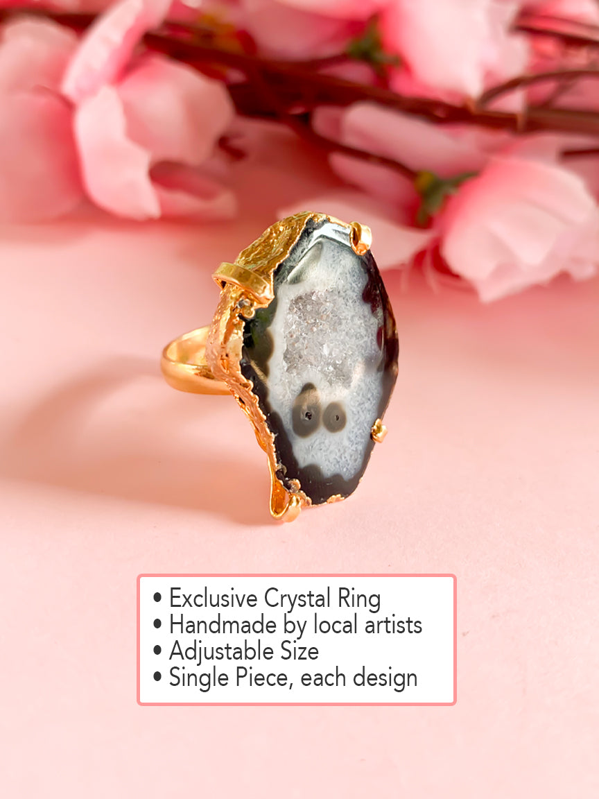 Agate Crystal Ring