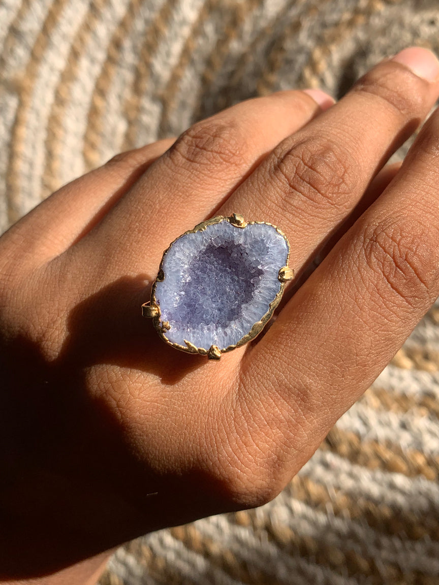 Agate Crystal Ring