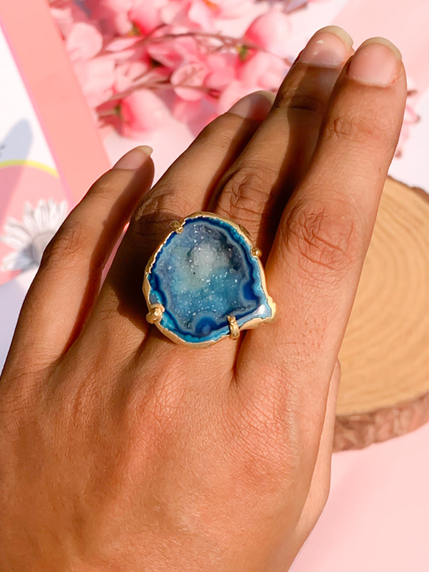 Agate Crystal Ring