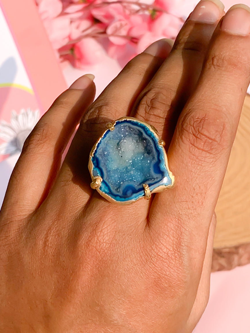 Agate Crystal Ring