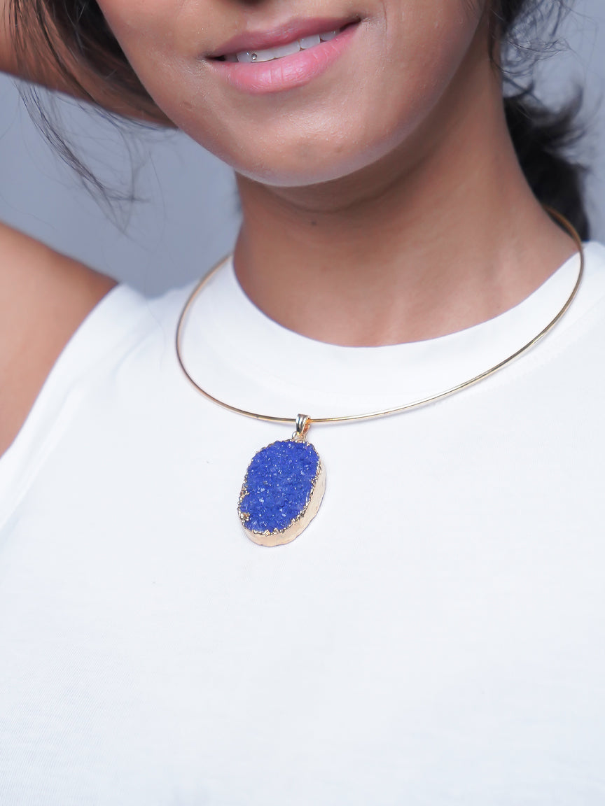 Indigo Blue Necklace | Crystal Necklace | Hasli Necklace | Collar choker | Druzy Crystal Jewellery | Fashion Jewellery