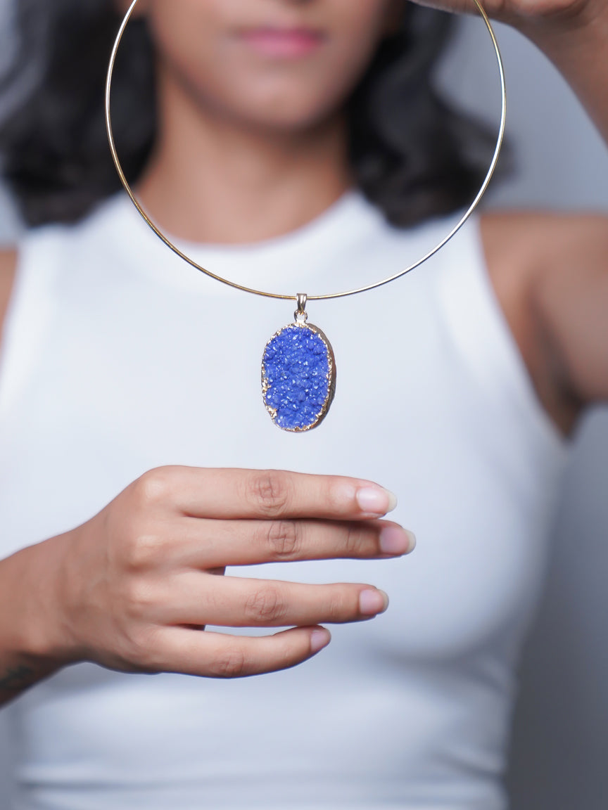 Indigo Blue Necklace | Crystal Necklace | Hasli Necklace | Collar choker | Druzy Crystal Jewellery | Fashion Jewellery