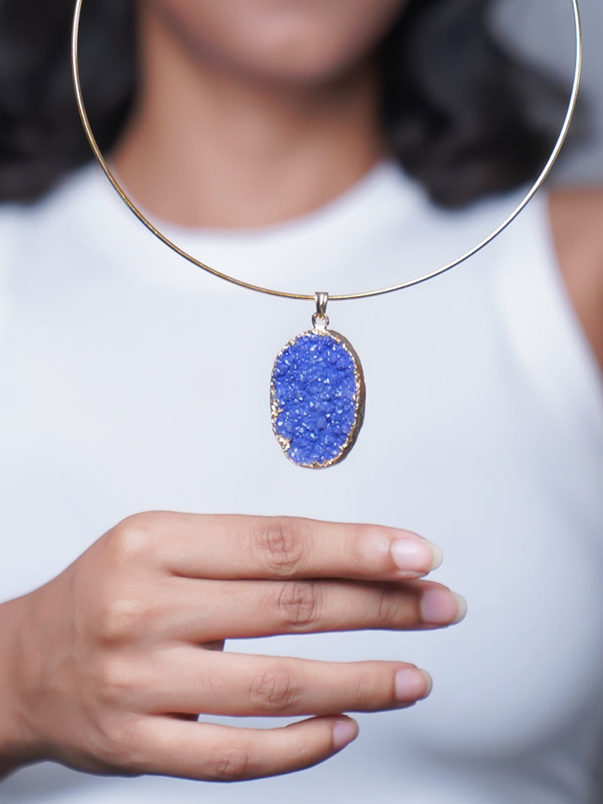 Indigo Blue Necklace | Crystal Necklace | Hasli Necklace | Collar choker | Druzy Crystal Jewellery | Fashion Jewellery