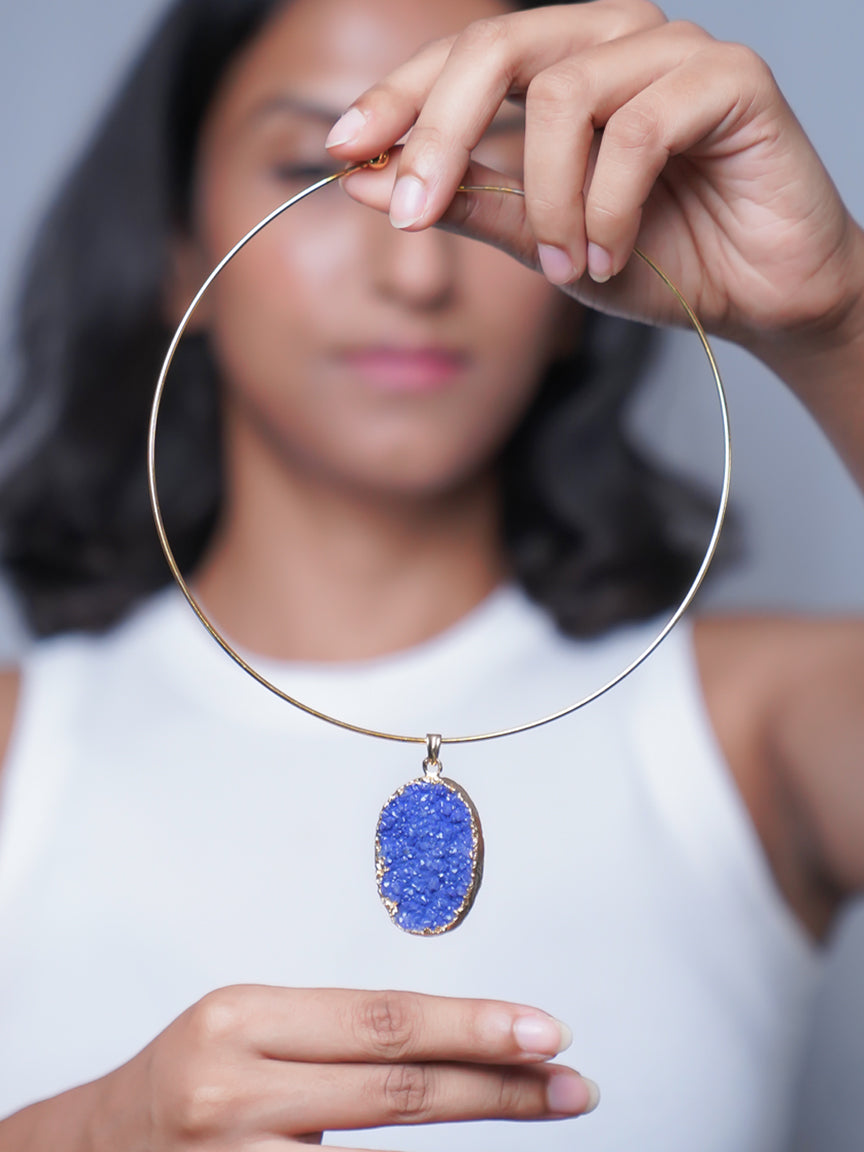 Indigo Blue Necklace | Crystal Necklace | Hasli Necklace | Collar choker | Druzy Crystal Jewellery | Fashion Jewellery