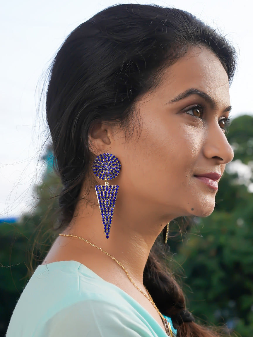 Party Earrings | Crystal Earrings | Blue Earrings | Danglers | Festive Jewellery