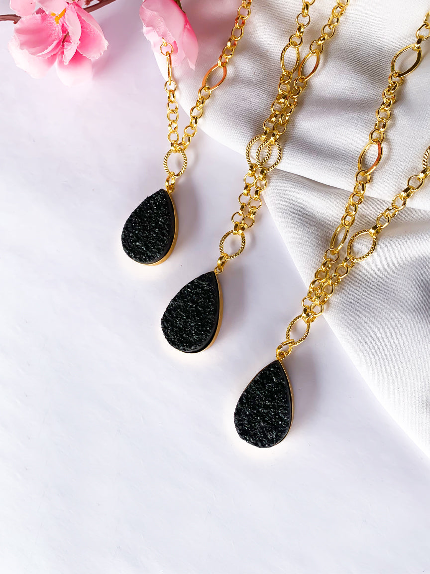 Crystal Necklace | Druzy Jewellery | Gold Crystal Pendant | Fashion Necklace 