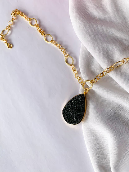 Crystal Necklace | Druzy Jewellery | Gold Crystal Pendant | Fashion Necklace 