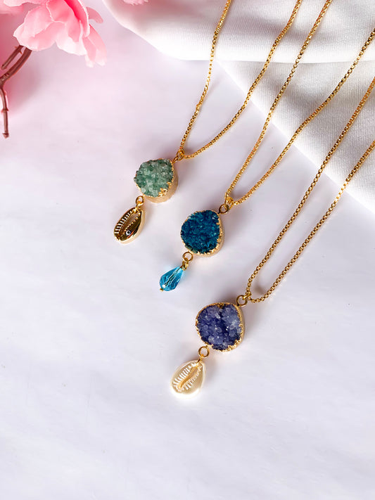 Druzy Crystal Pendant | Chain Necklace | Crystal Pendant