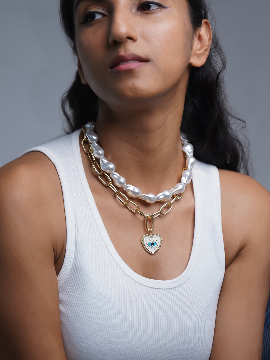 Evil Eye Necklace | Pearl Necklace