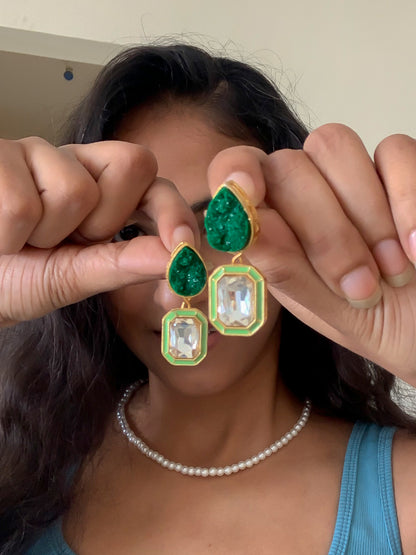 Emerald Earrings | Party Earrings | Handmade Earrings | Fashion Jewellery | 