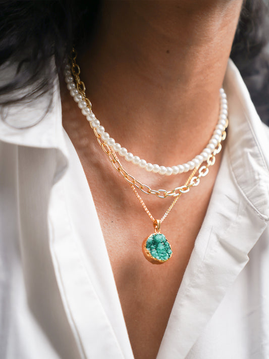 Druzy Layered Necklace Set