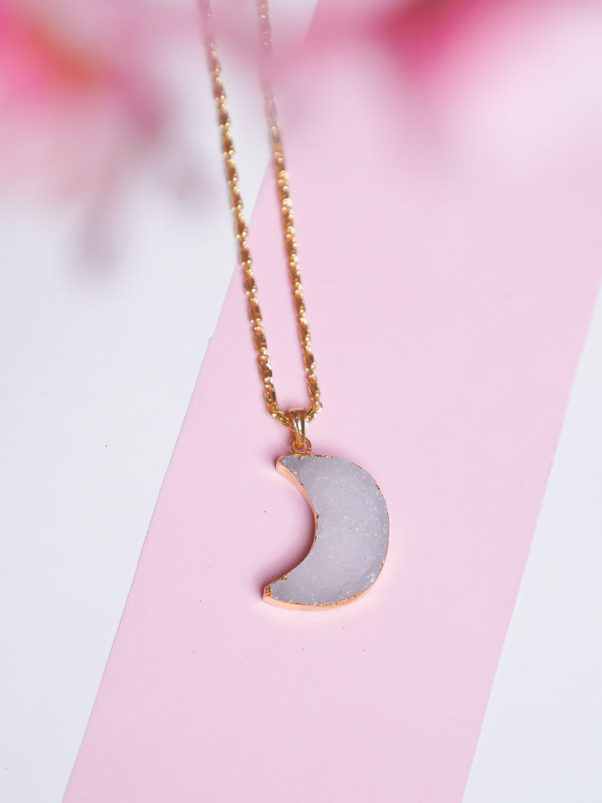 Druzy Moon Pendant