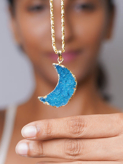 Druzy Moon Pendant