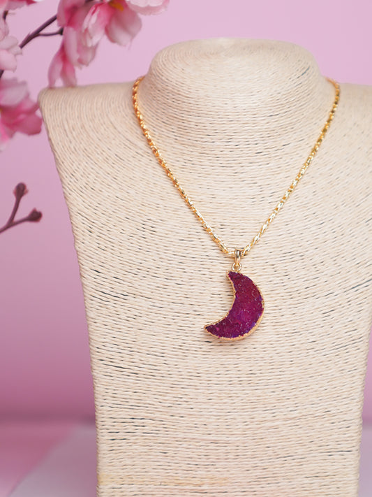 Druzy Moon Pendant