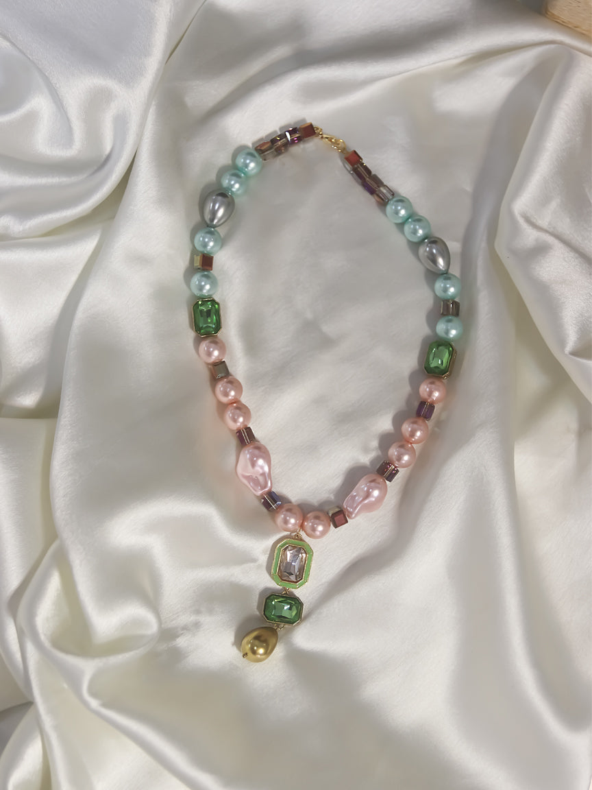 Multi Colour Pearl Necklace | Charm Necklace | Pearl Necklace | Summer Jewellery | Pearl Jewellery | Fashion Necklace 