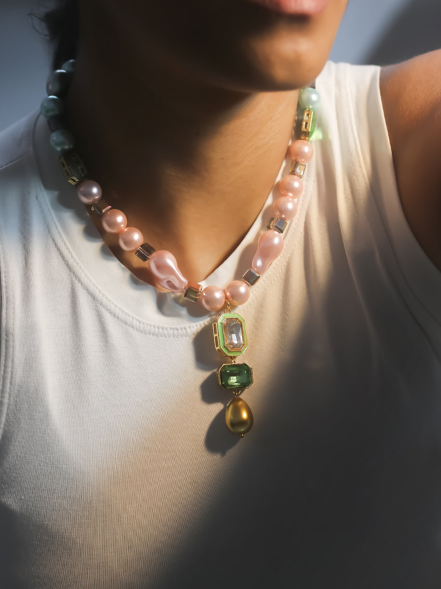 Multi Colour Pearl Necklace | Charm Necklace | Pearl Necklace | Summer Jewellery | Pearl Jewellery | Fashion Necklace 