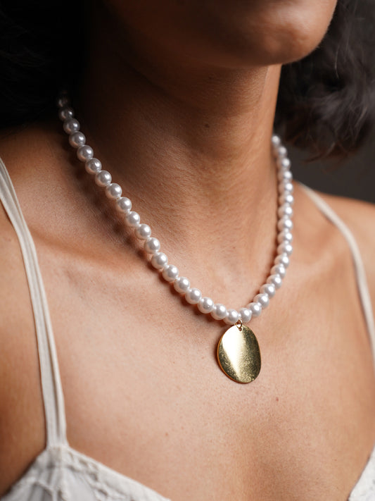 Gold Coin Pearl Necklace