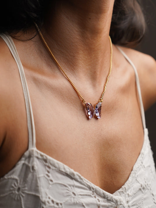 butterfly pendant; pendant necklace; chain necklace; crystal pendant