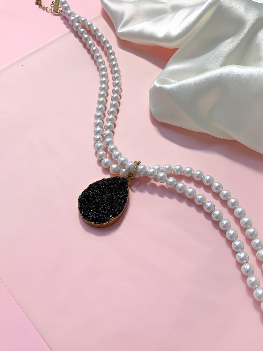 Pearl Necklace | Druzy Jewellery | Handmade Necklace | Crystal Fashion Jewellery