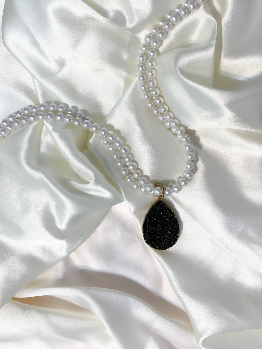 Pearl Necklace | Druzy Jewellery | Handmade Necklace | Crystal Fashion Jewellery