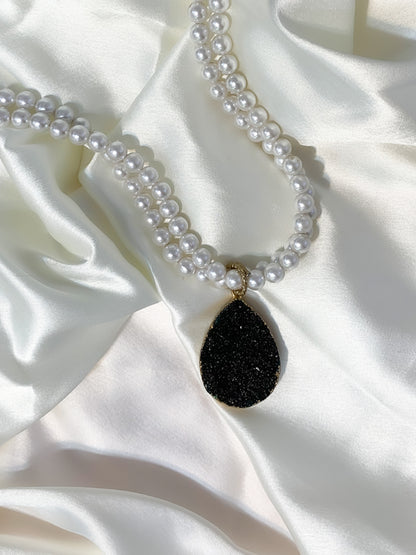 Pearl Necklace | Druzy Jewellery | Handmade Necklace | Crystal Fashion Jewellery