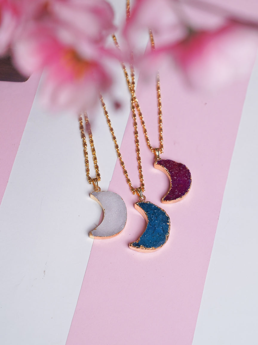 Druzy Moon Pendant