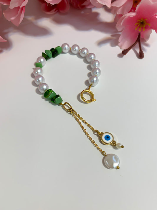 Pearl and Evil Eye Bracelet