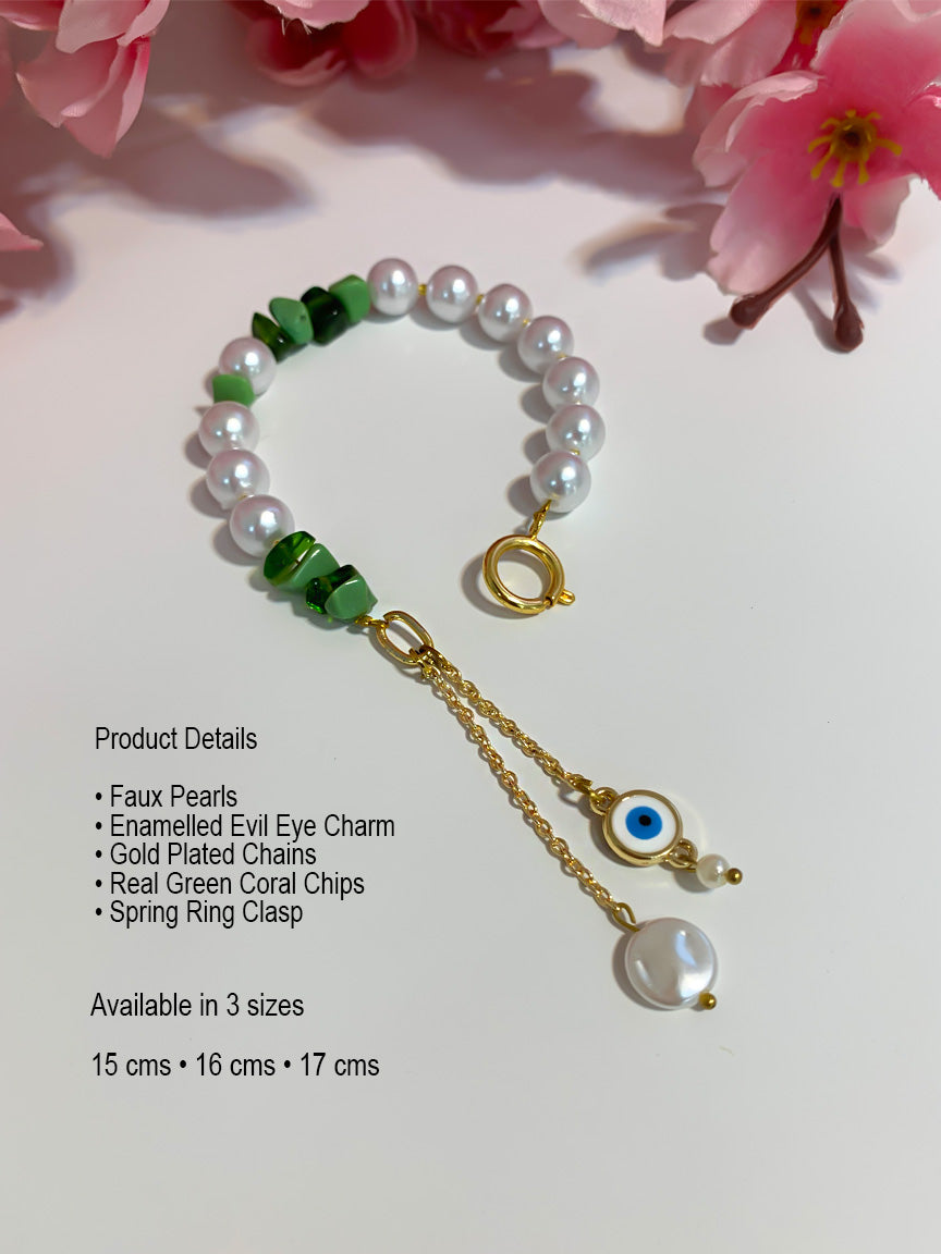 Pearl and Evil Eye Bracelet