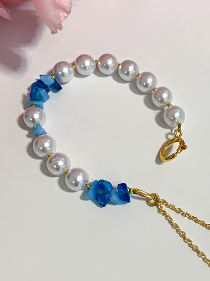 Pearl and Evil Eye Bracelet