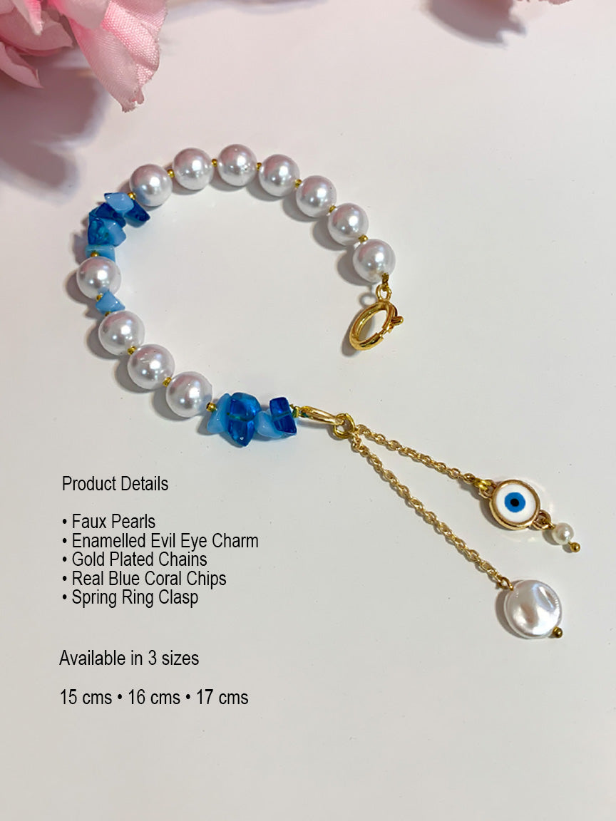 Pearl and Evil Eye Bracelet