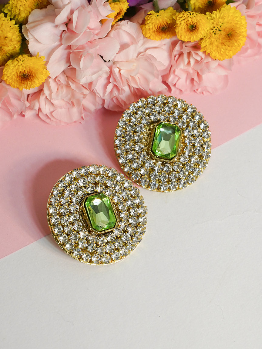 Statement Crystal Earstuds - Green