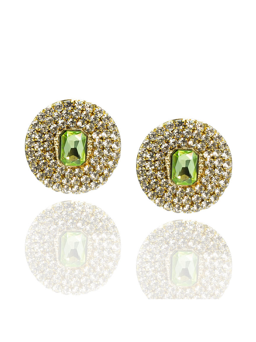 Statement Crystal Earstuds - Green