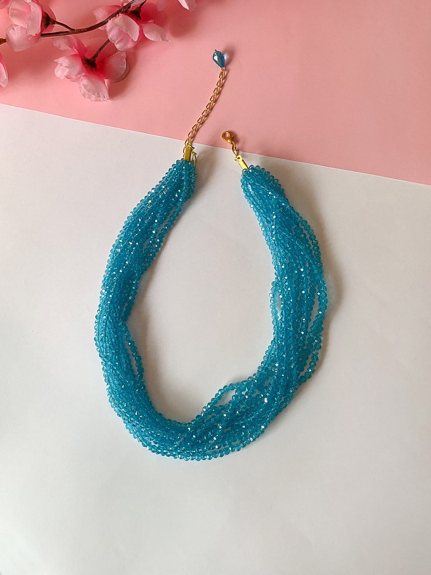 Blue Beads Statement Necklace