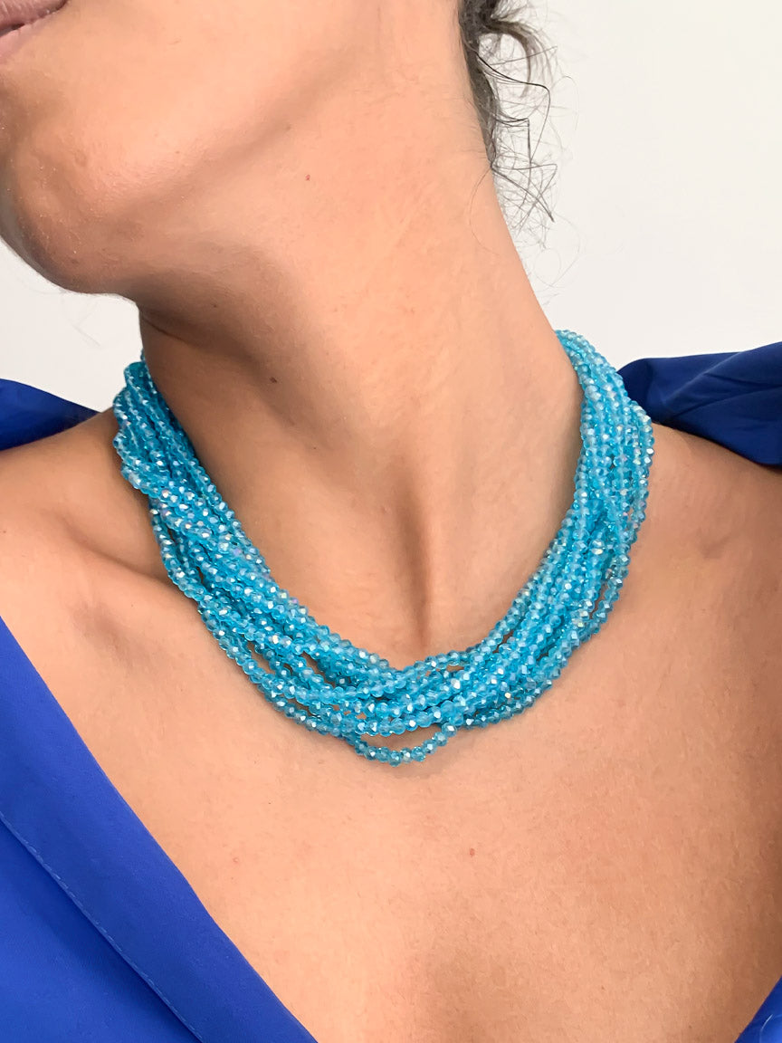 Blue Beads Statement Necklace