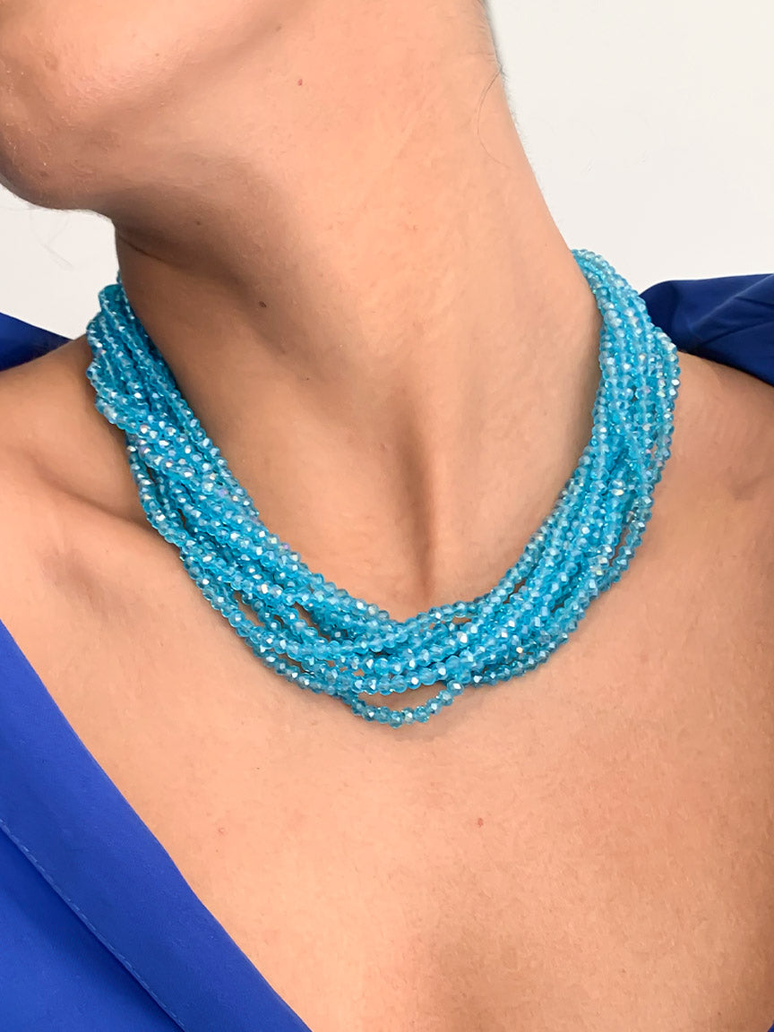 Blue Beads Statement Necklace