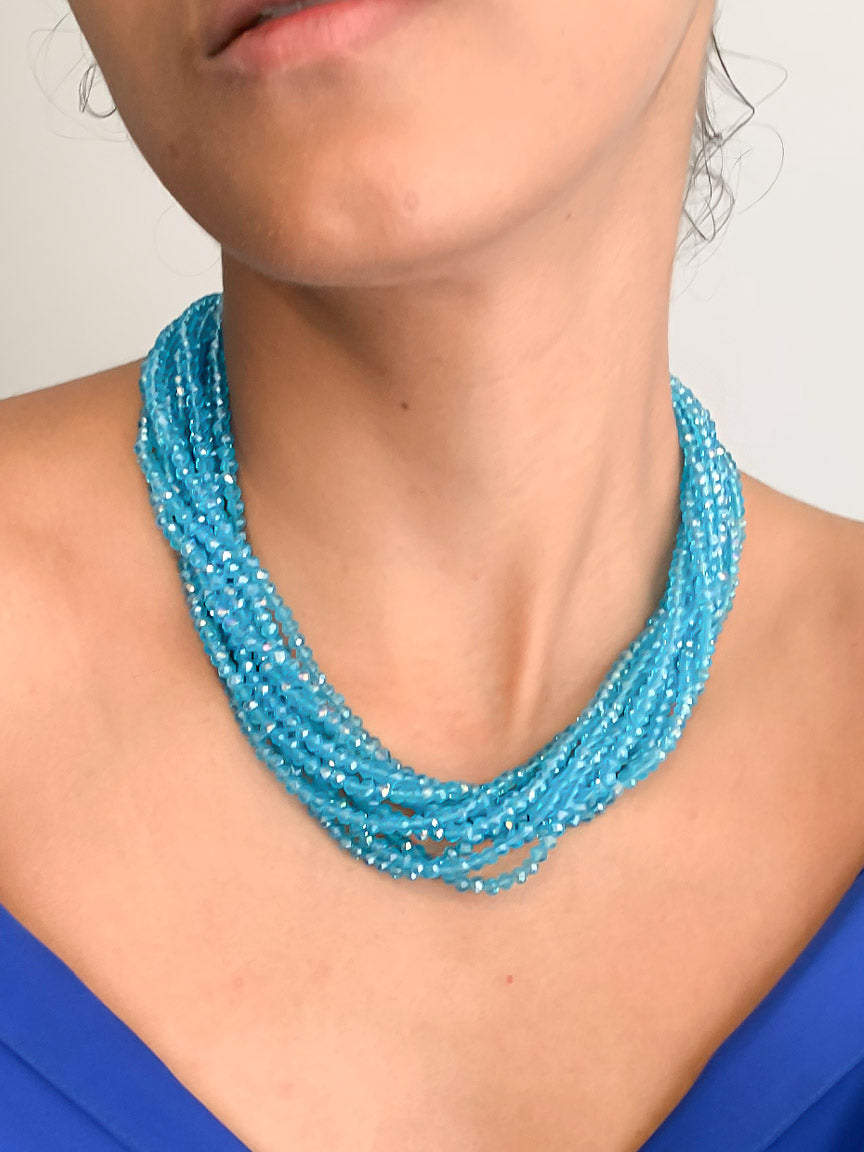 Blue Beads Statement Necklace