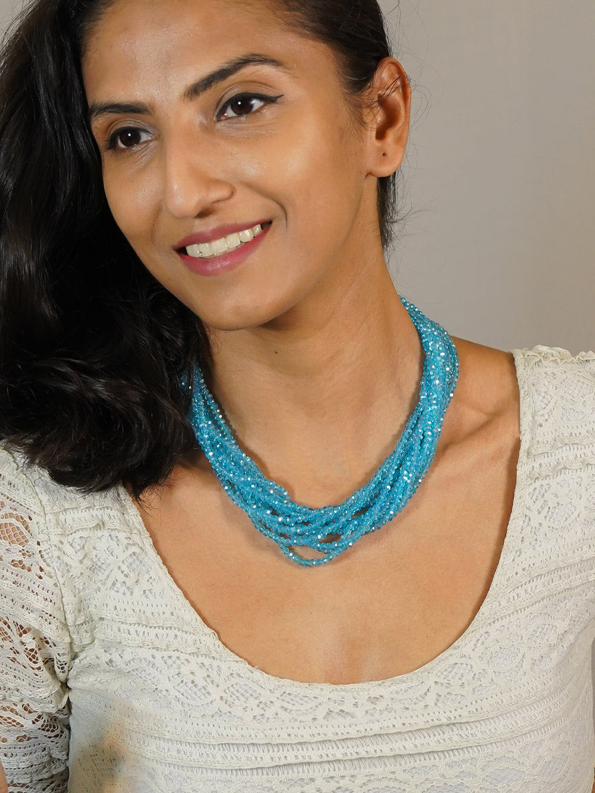 Blue Beads Statement Necklace