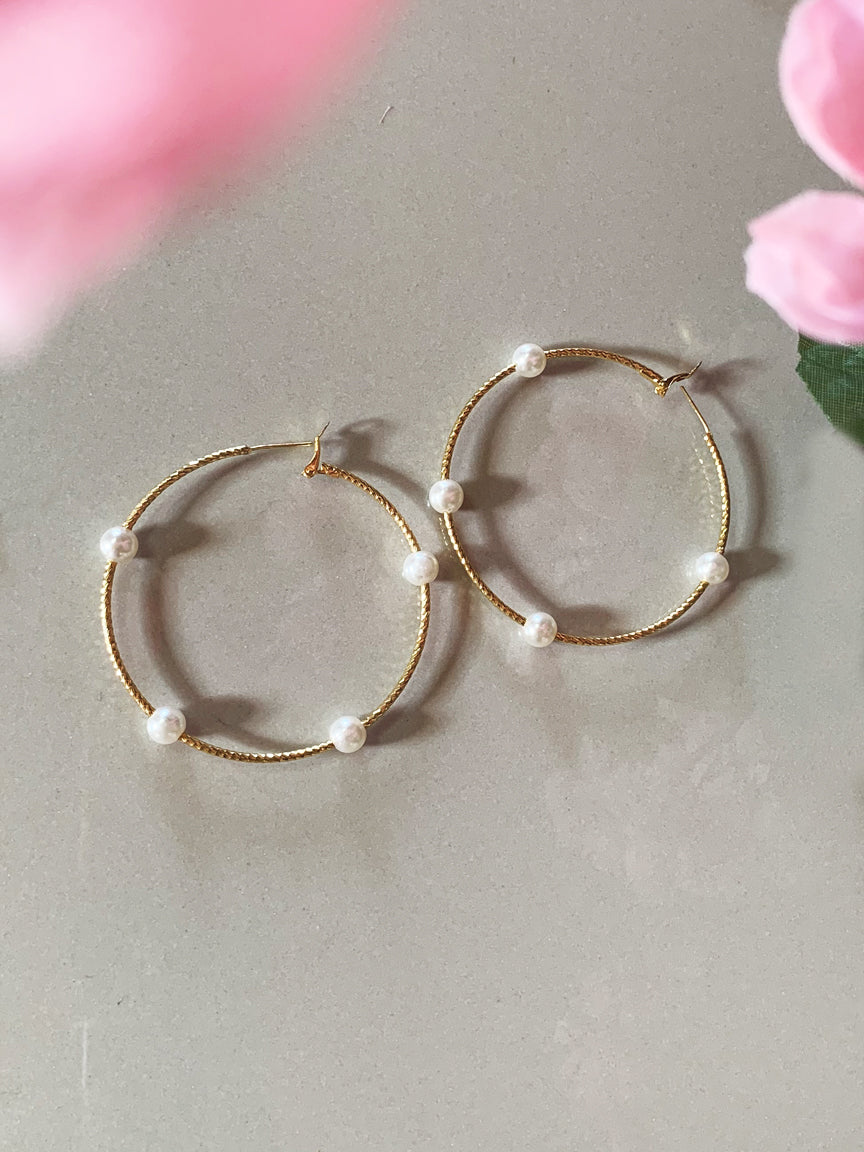 Pearl Hoop Earrings