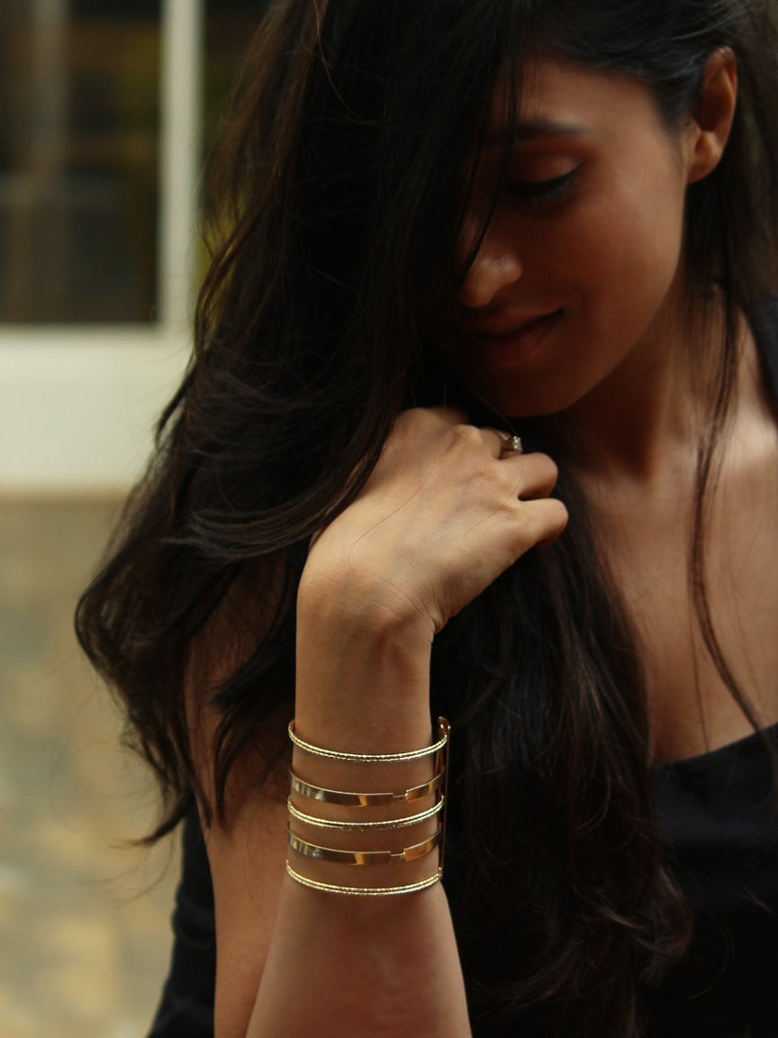 5 Striped Gold Cuff